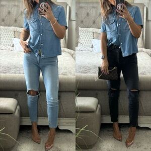 New๐ Medium Wash Snap Top